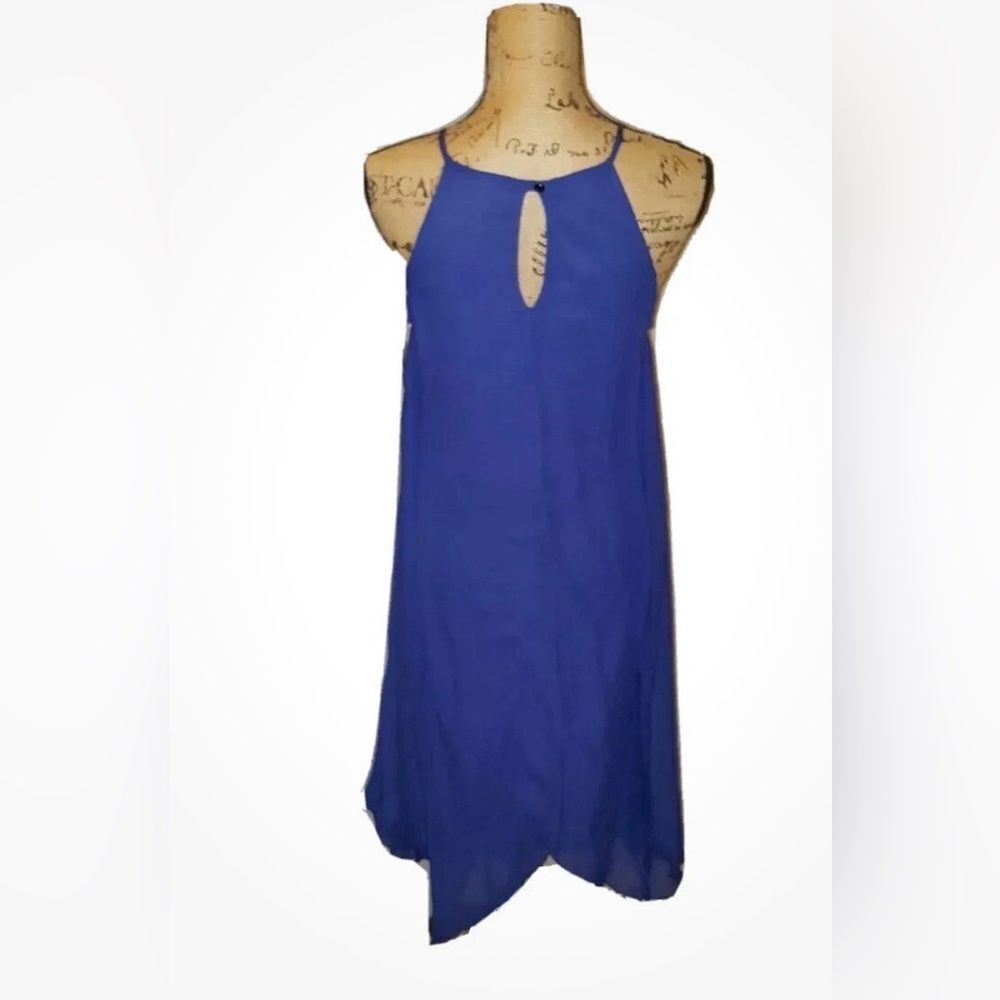NWT My Michelle Blue Handkerchief Hem Embroidered Sundress size M - Picture 3 of 5